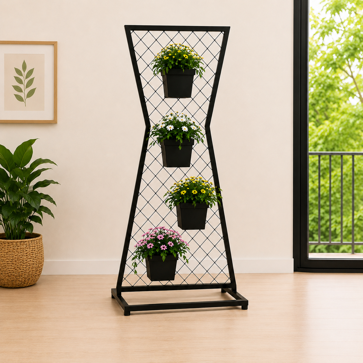 Flora Infinity  Premium Hourglass Iron Plant Stand – 72 Inch