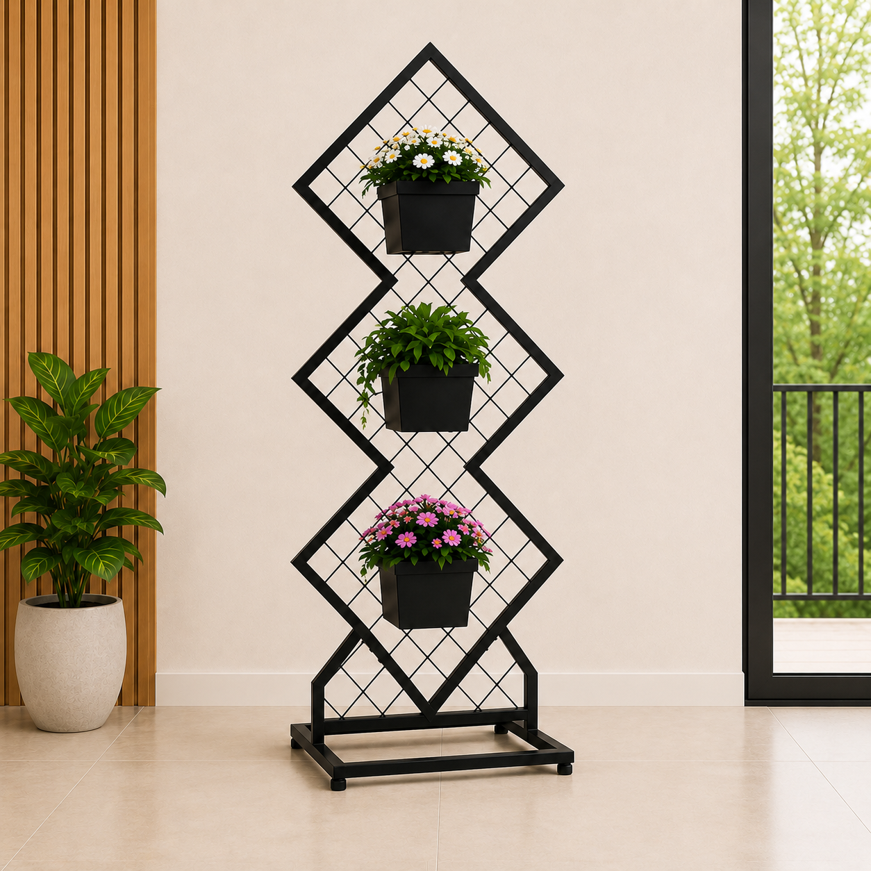 Flora Prism – Premium Diamond Iron Plant Stand