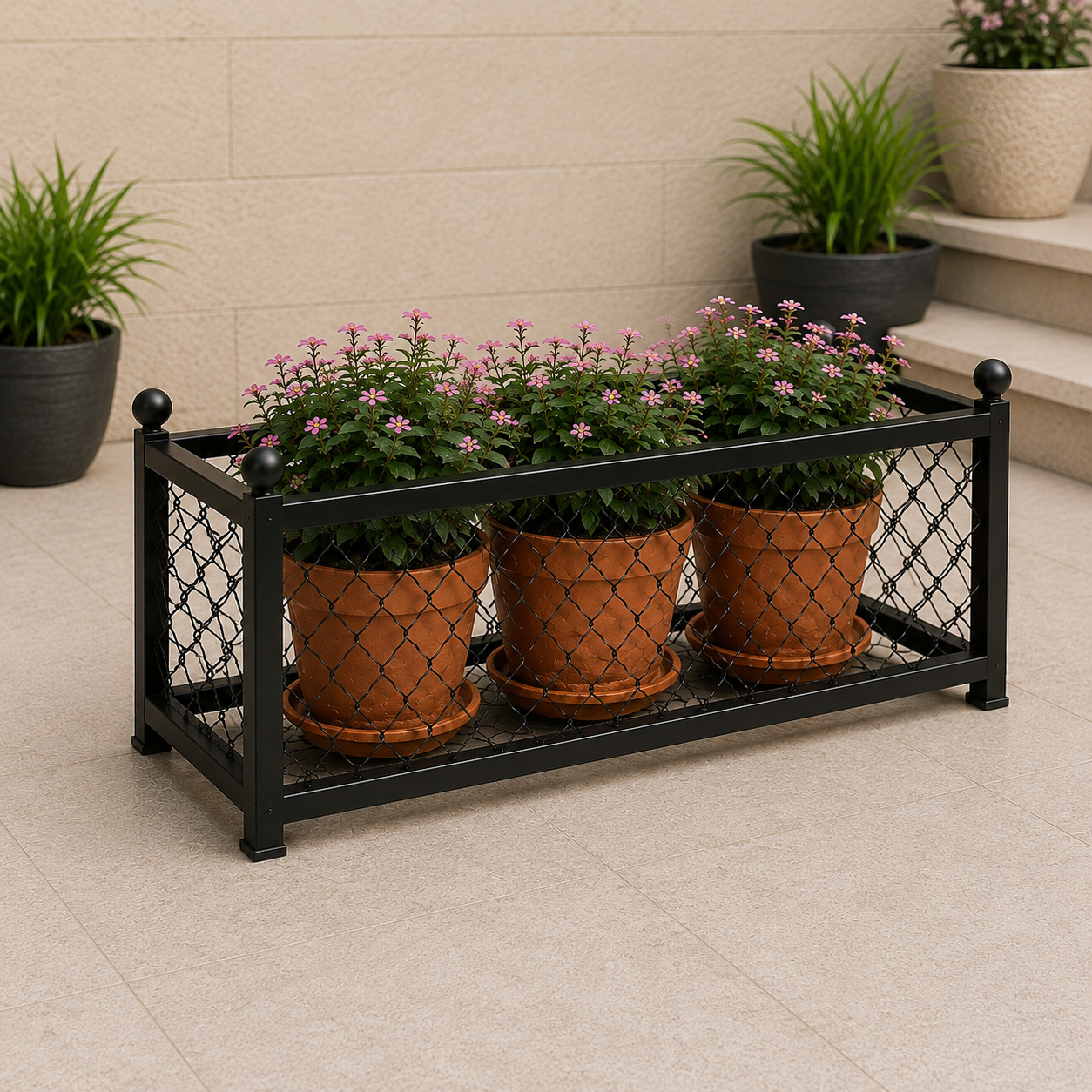 Flora Trio – Premium Rectangular Iron Planter – 36 Inch