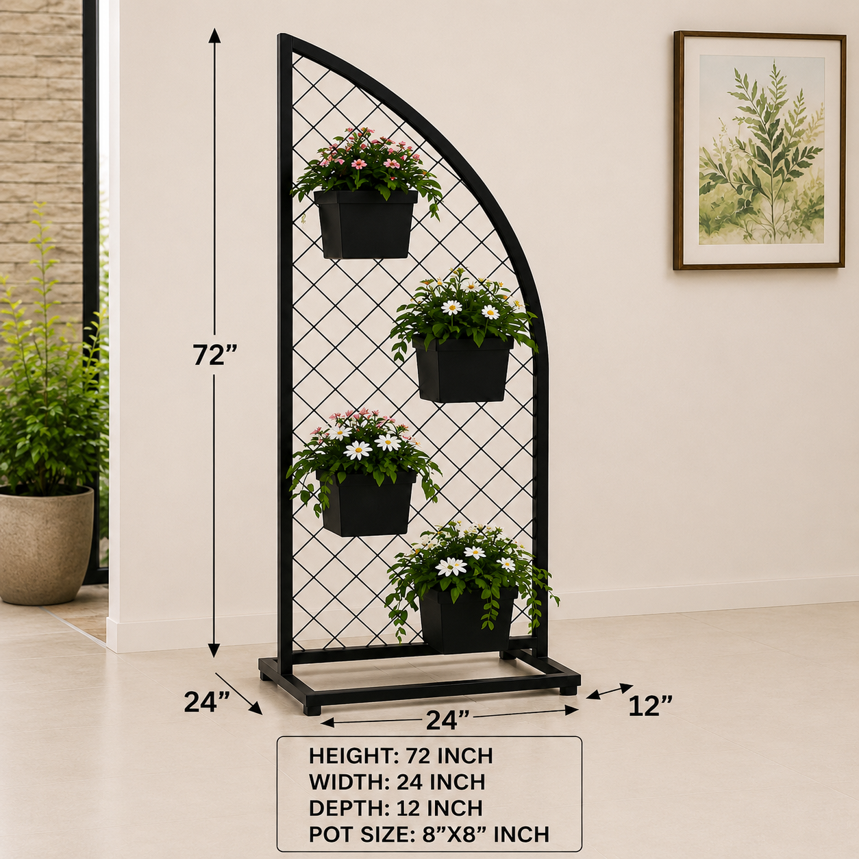 Flora Arch – Premium 4-Pot Iron Plant Stand
