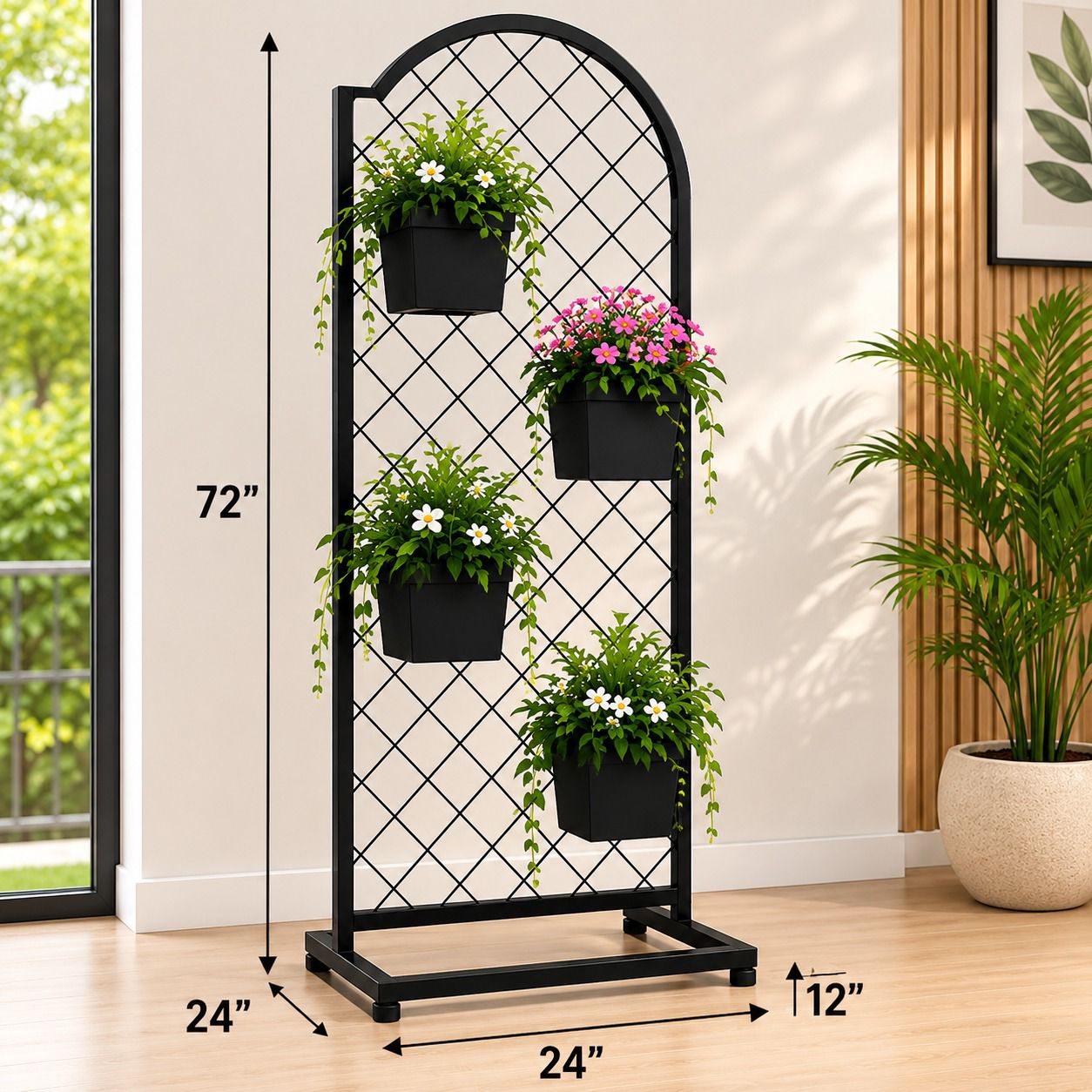 Flora Grande Arch Premium 4-Pot Plant Stands – 72 Inch